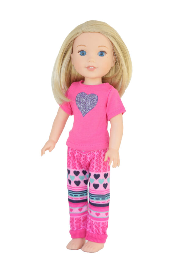 14.5″ Doll Pink Heart Pants Outfit