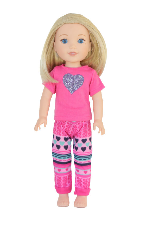 14.5″ Doll Pink Heart Pants Outfit