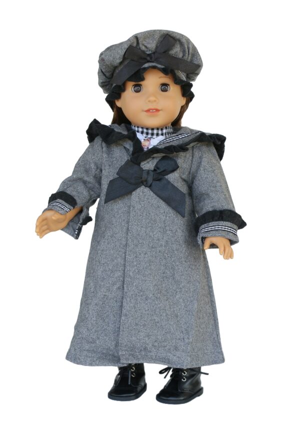 18" Doll Plaid Victorian Dress, Coat, & Hat