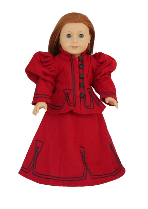 18" Doll Victorian Red Wool Riding Outfit
