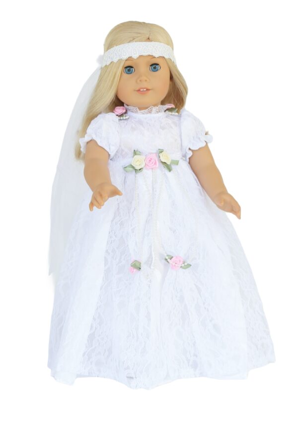 18" Doll White Lace Wedding Dress & Veil