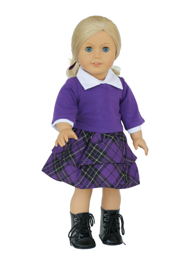18″ Doll Purple 3-Piece Plaid School Outfit