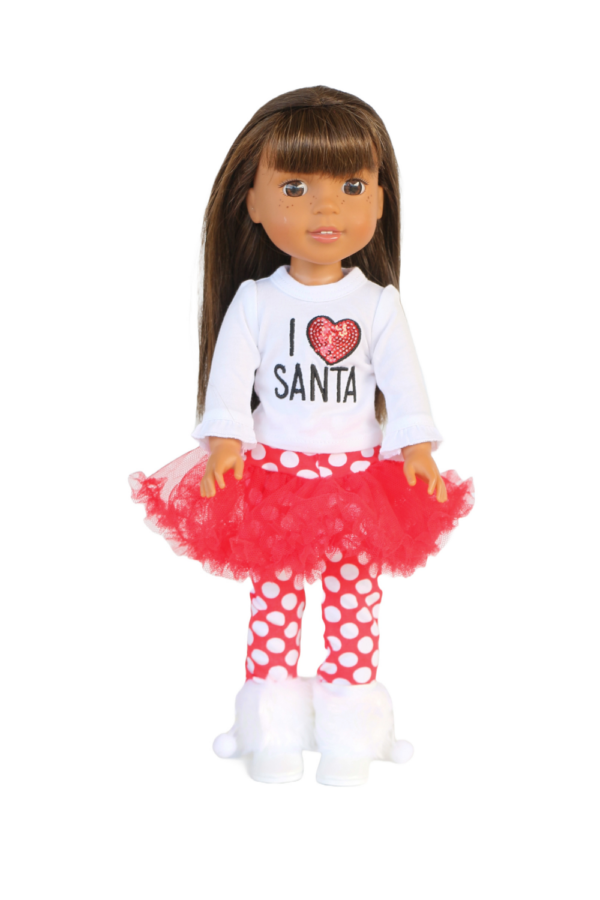 14.5" Doll "I Love Santa" T-Shirt & Skirted Leggings