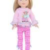 14.5" Wellie Wisher Doll Pink Reindeer Pants Outfit