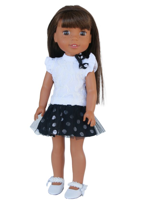14.5" Wellie Wisher Doll Polka Dot Skirt Set