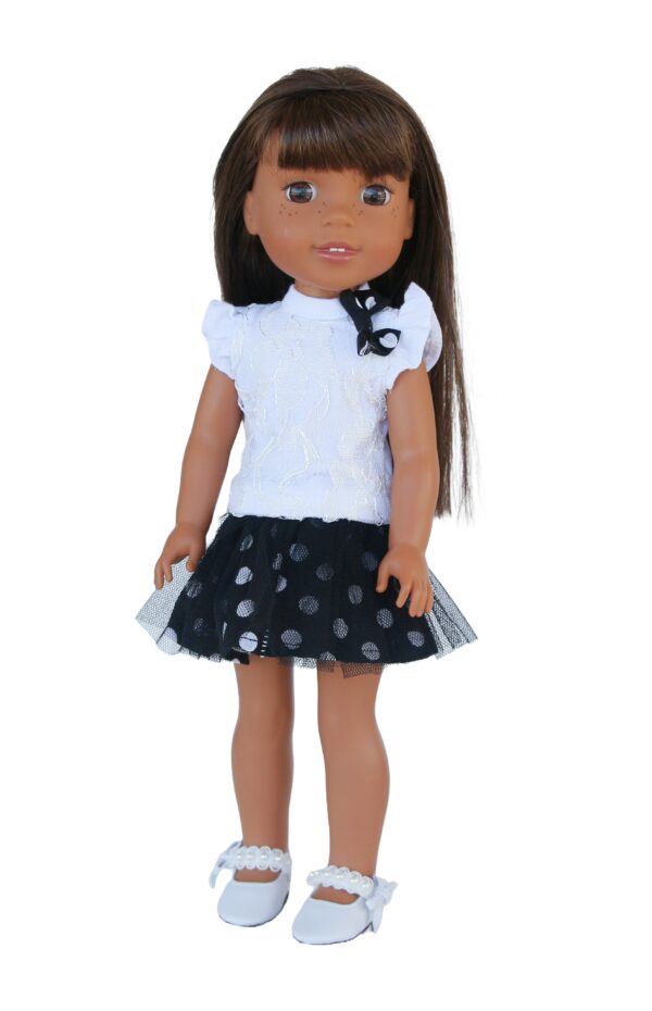 14.5" Wellie Wisher Doll Polka Dot Skirt Set