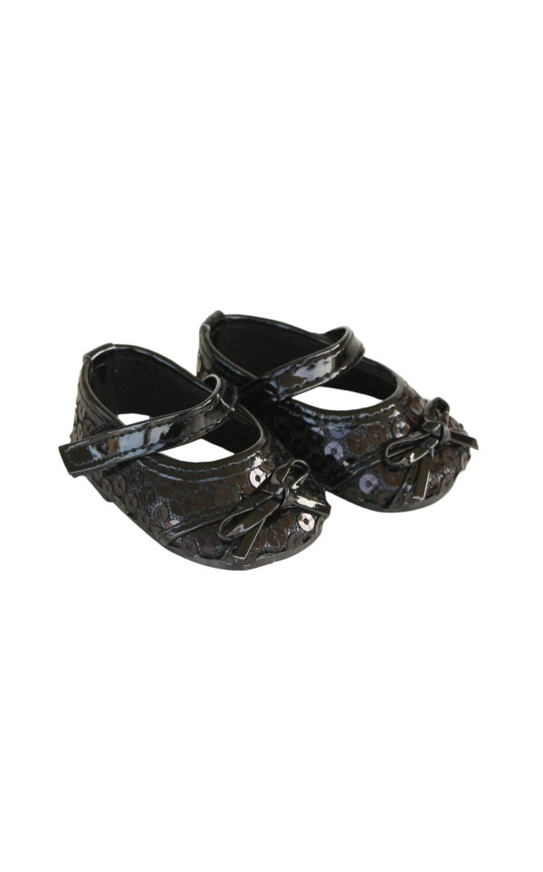 15" & 18" Doll Black Sequin Strap Shoes