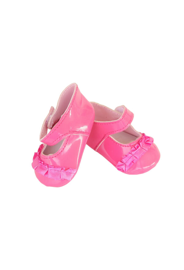 15" & 18" Doll Hot Pink Ruffled Strap Shoes