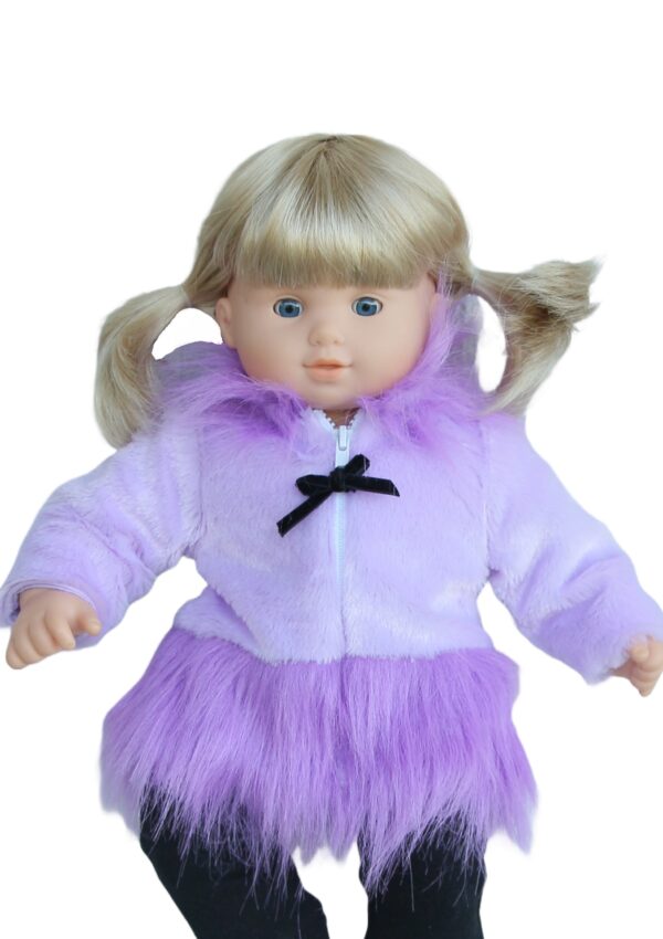 15" Bitty Baby Doll Lavender Fur Zip-up Coat