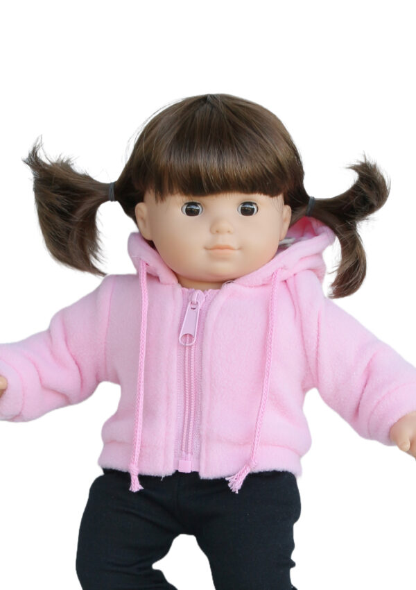 15" Bitty Baby Doll Pink Fleece Zip-up Hoodie