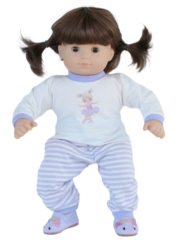 15" Bitty Baby Doll Striped Lavender Pants & Ballerina T-Shirt