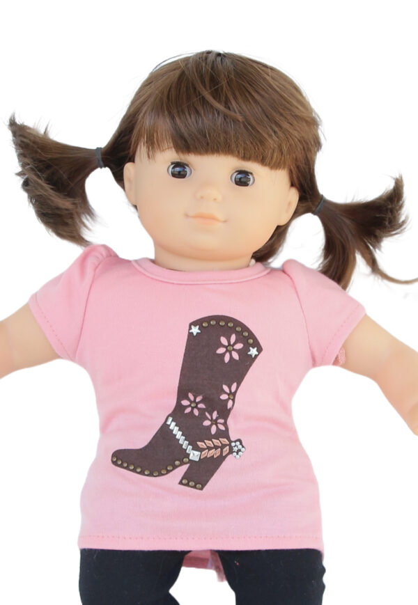 15" Bitty Baby Doll Pink Western Boot T-Shirt