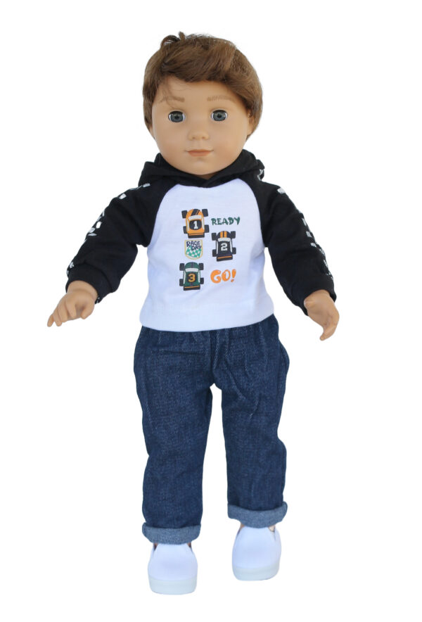 18" Boy Doll Aqua Race Puffer Vest Outfit