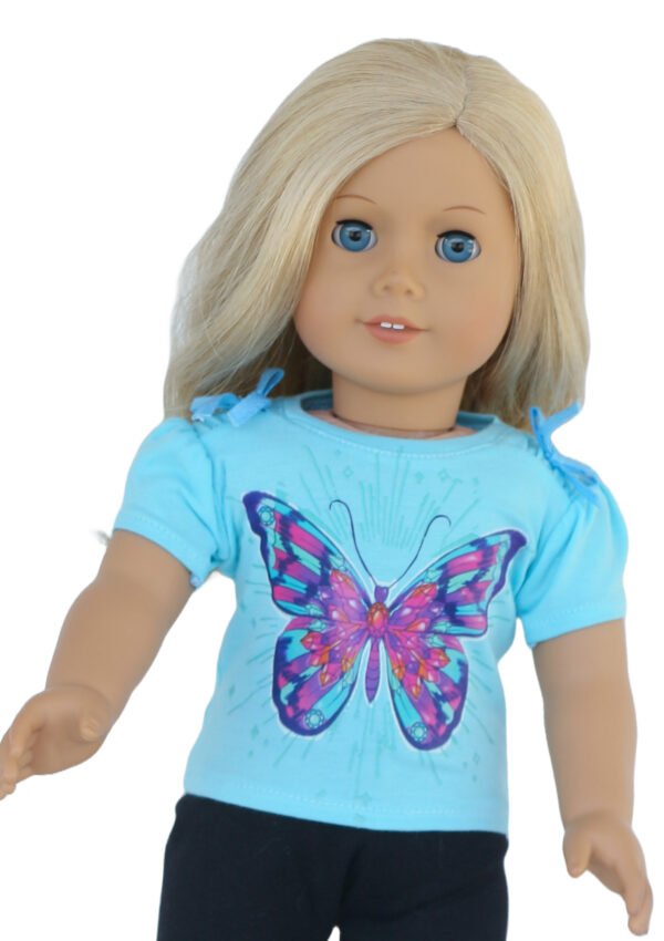 18" Doll Aqua Butterfly T-Shirt