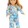18" Doll Blue Flannel Heart Pajamas