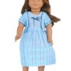 18" Doll Blue Old-Fashioned Striped Dress