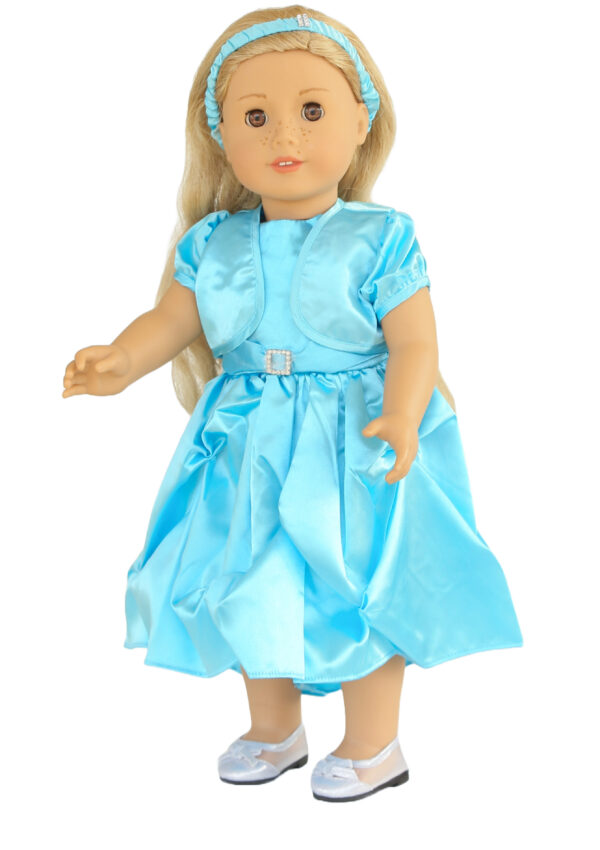 18" Doll Blue Satin Dress & Shrug Jacket