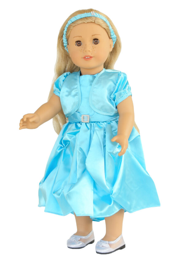 18" Doll Blue Satin Dress & Shrug Jacket