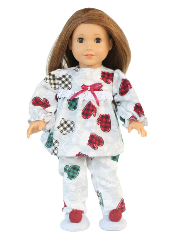18" Doll Flannel Mittens Pajamas & Slippers