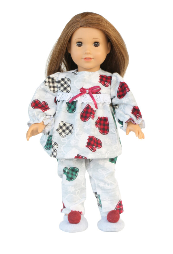18" Doll Flannel Mittens Pajamas & Slippers