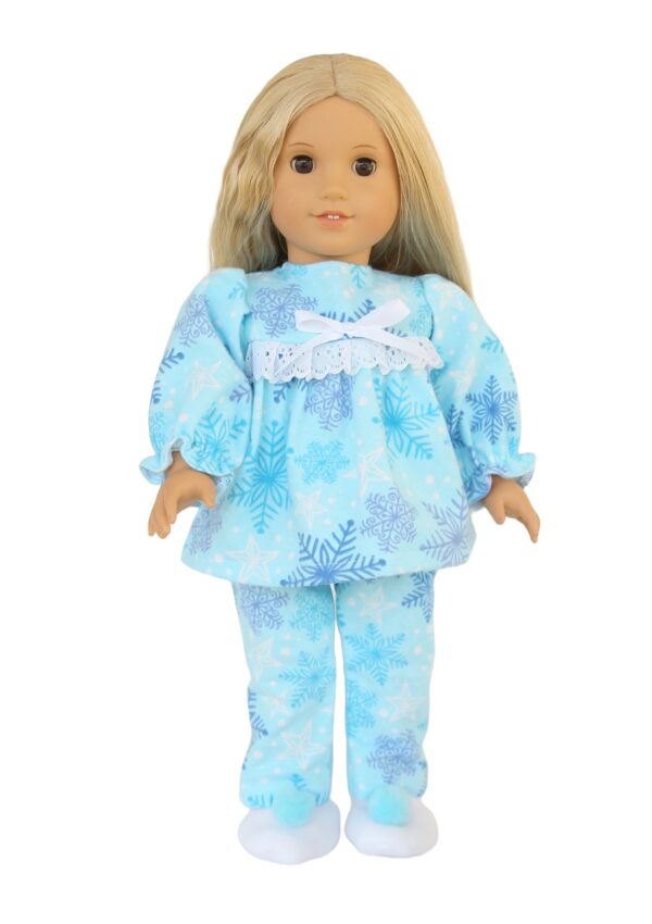 18" Doll Flannel Snowflake Pajamas & Slippers