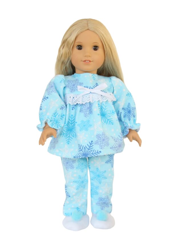18" Doll Flannel Snowflake Pajamas & Slippers