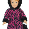 18" Doll Hot Pink Leopard Hooded Fur Coat & Purse