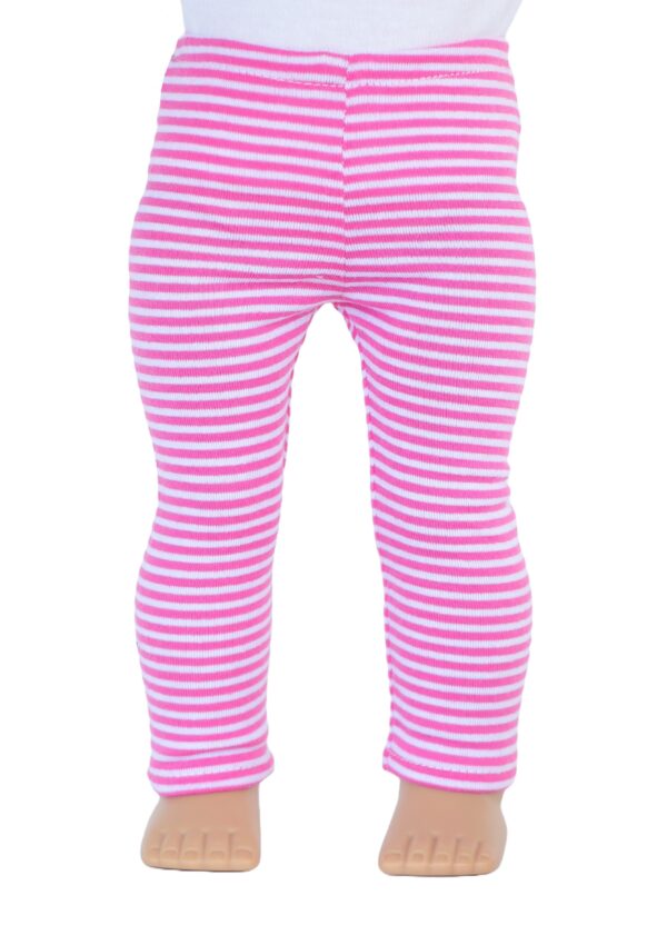 18" Doll Hot Pink & White Striped Leggings