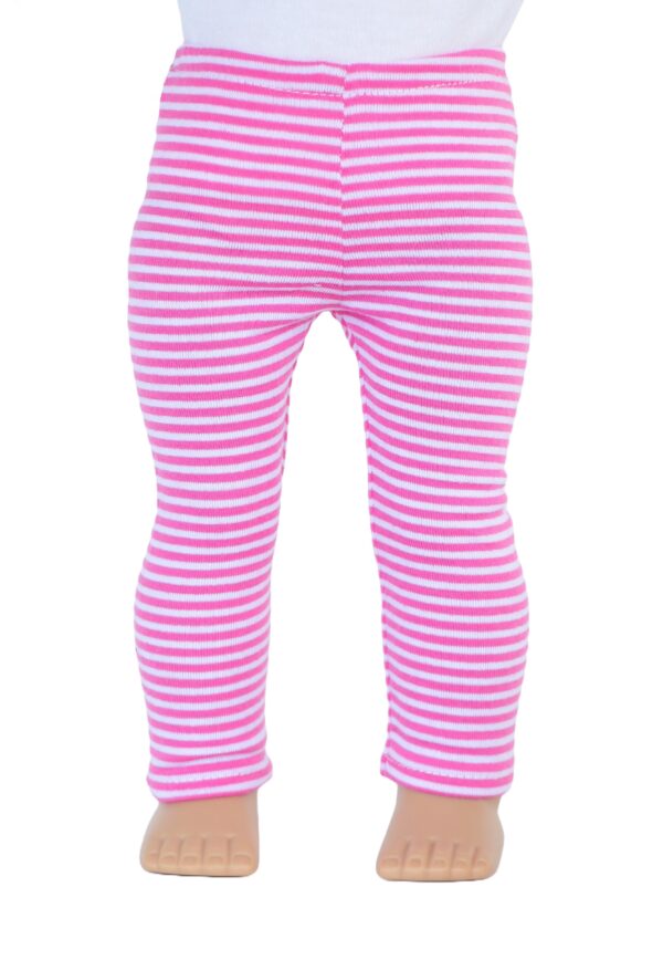 18" Doll Hot Pink & White Striped Leggings