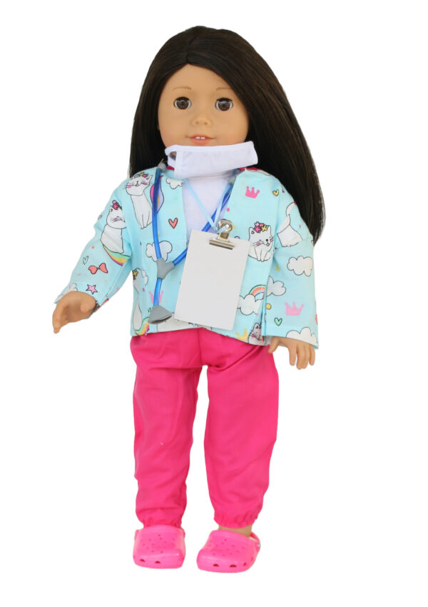 18" Doll Kitty Cat Nurse Scrubs & Accessories