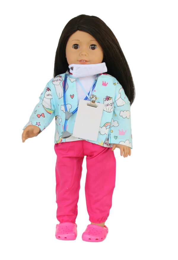 18" Doll Kitty Cat Nurse Scrubs & Accessories