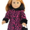 18" Doll Hot Pink Leopard Hooded Fur Coat & Purse
