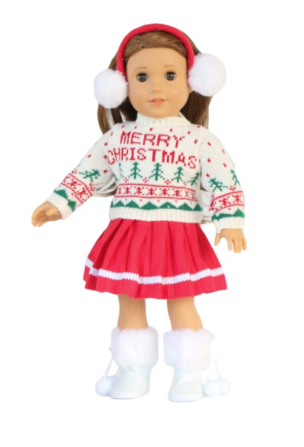 18" Doll Merry Christmas Sweater & Skirt Set