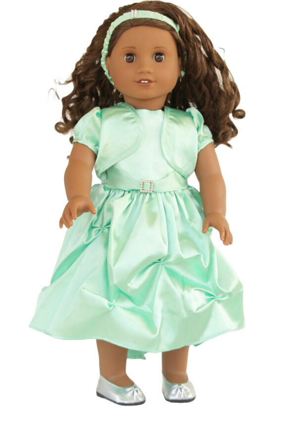 18" Doll Mint Satin Dress & Shrug Jacket