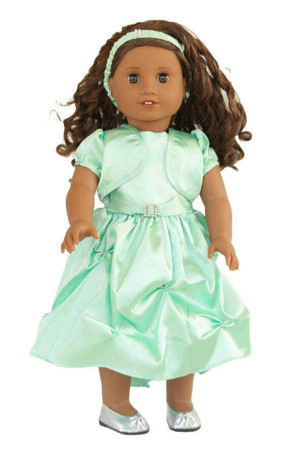 18" Doll Mint Satin Dress & Shrug Jacket