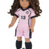 18" Doll Pink & Black #13 Soccer Outfit