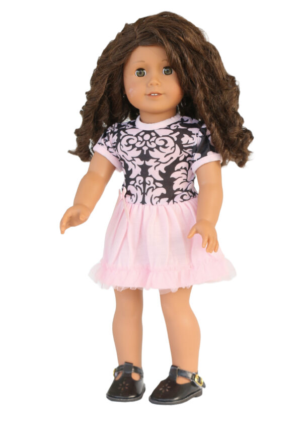 18" Doll Pink & Black Paisley Dress