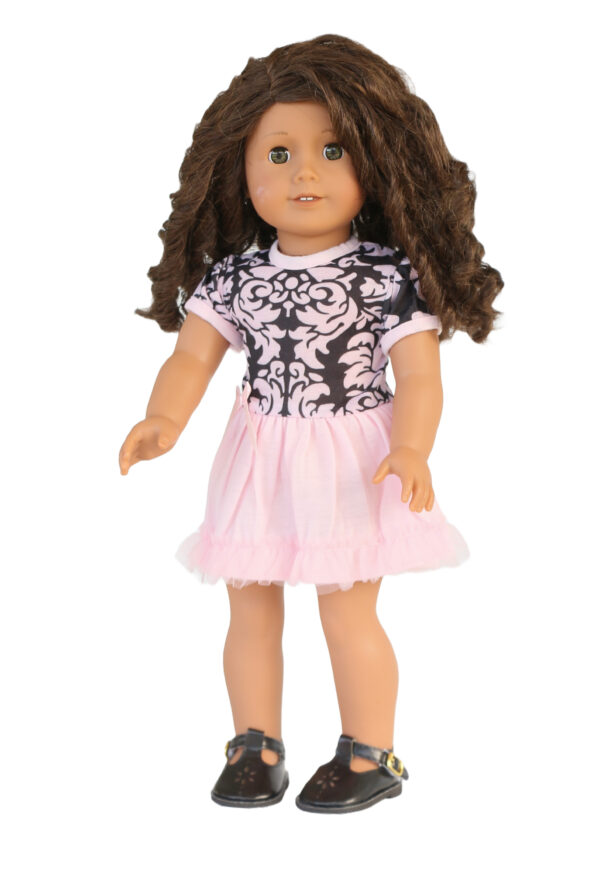 18" Doll Pink & Black Paisley Dress