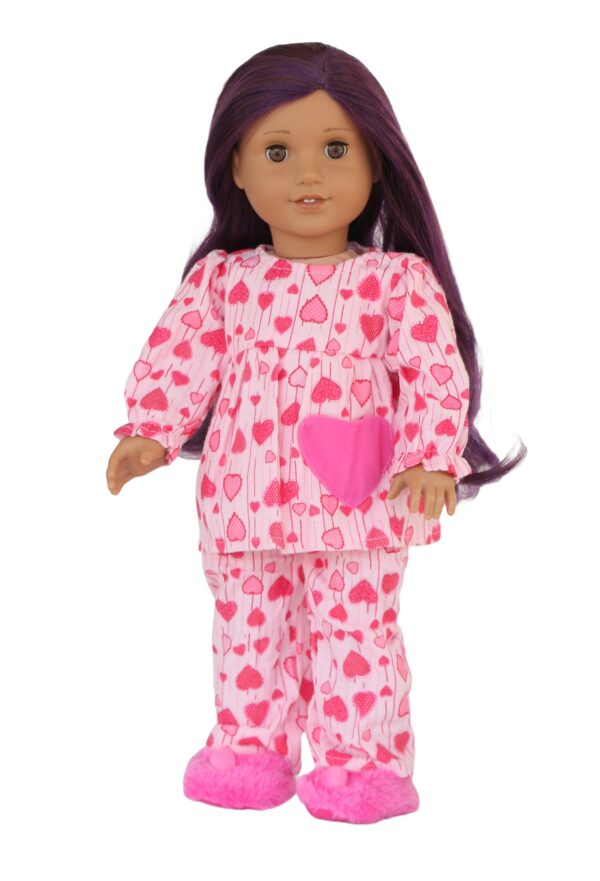 18" Doll Pink Flannel Heart Pajamas