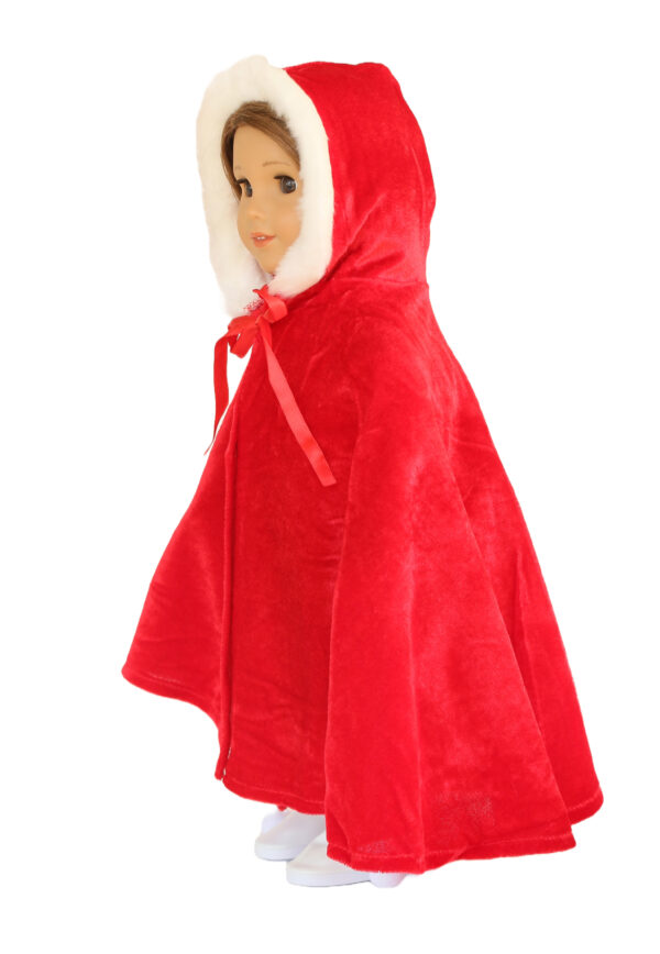 18" Doll Red Velvety Hooded Cape