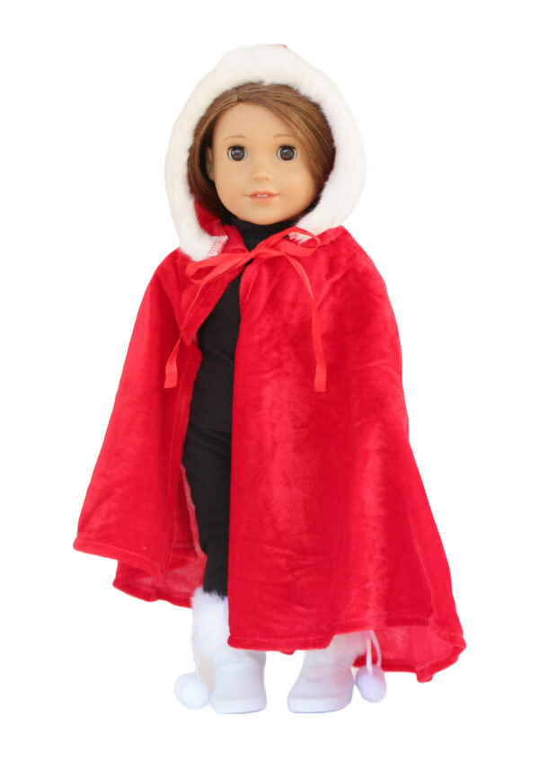 18" Doll Red Velvety Hooded Cape