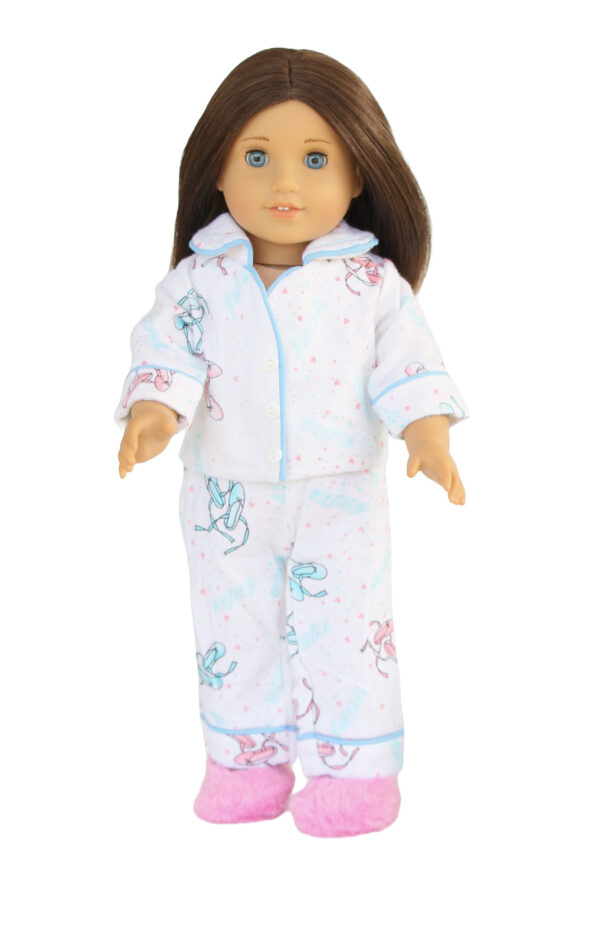 18" Doll Soft Flannel Ballet Slippers Pajamas