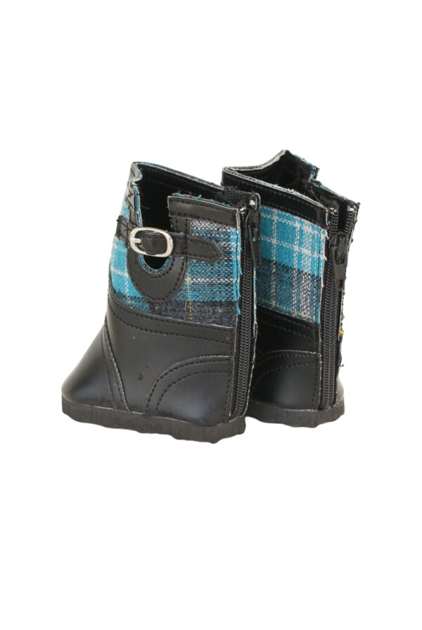 18" Doll Black Plaid Old-Fashioned Boots