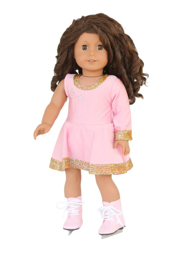 18" Doll Pink Olympic Skating Dress