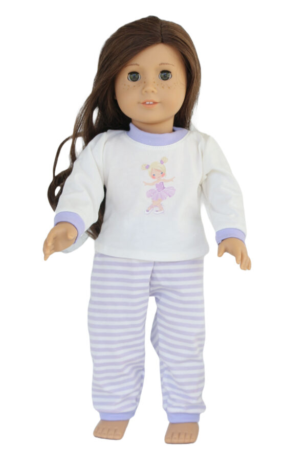 18″ Doll Striped Lavender Pants & Ballerina T-Shirt