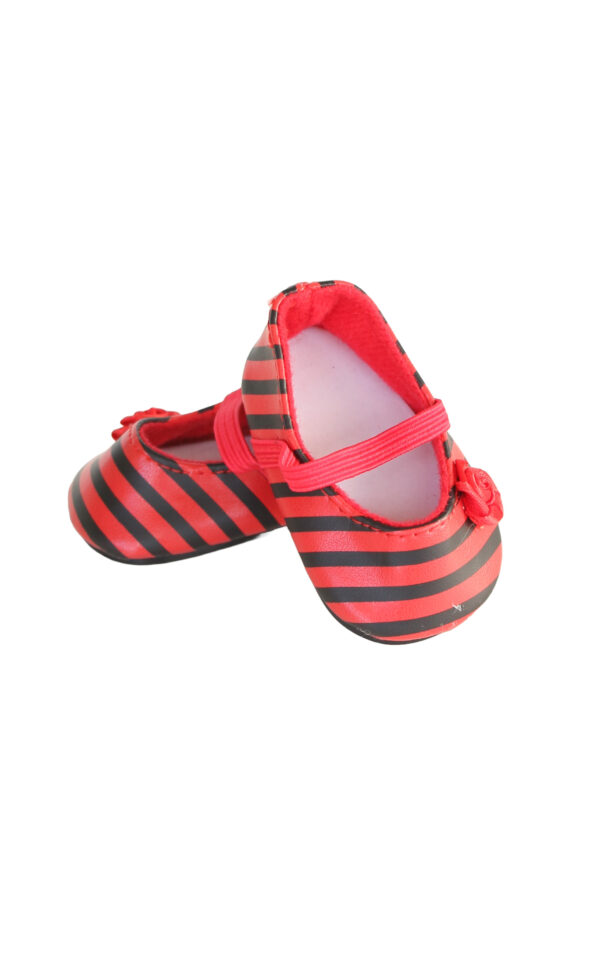 15" & 18" Doll Black & Red Striped Shoes