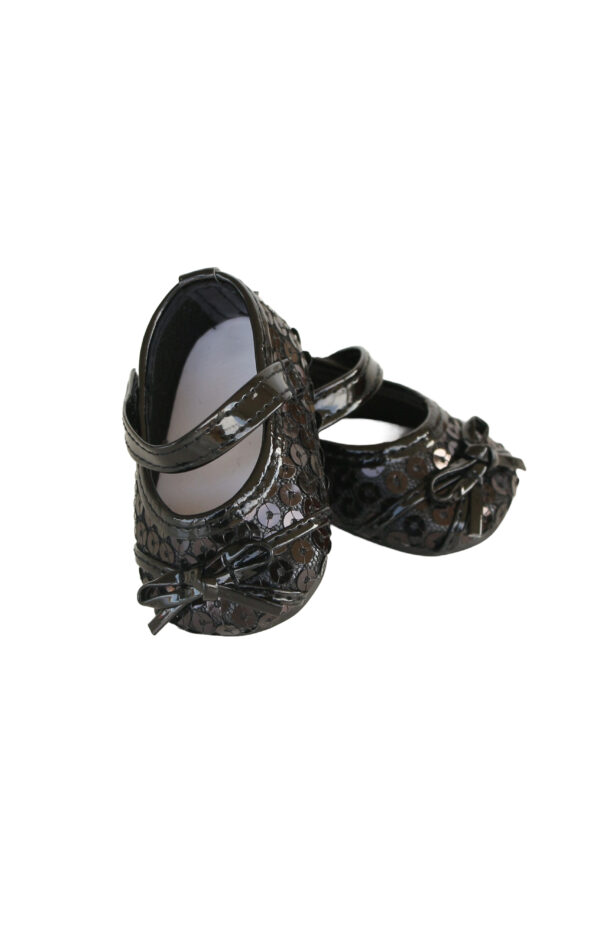 15" & 18" Doll Black Sequin Strap Shoes
