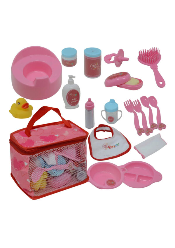 Carrying Case with Doll Feeding & Caring Accessory Set