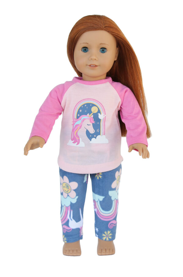 Matching Girl & Doll Unicorn Pajama Set - Fits 15" & 18" Dolls