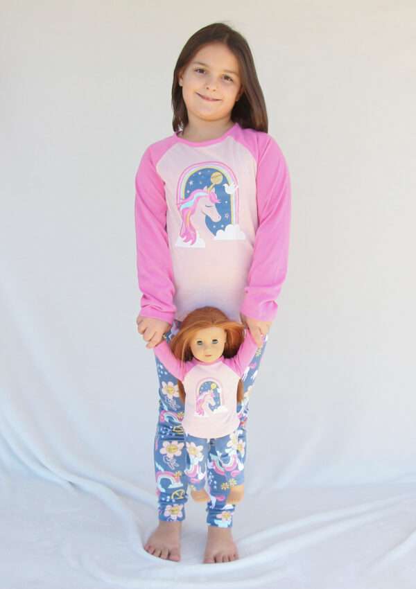 Matching Girl & Doll Unicorn Pajama Set - Fits 15" & 18" Dolls